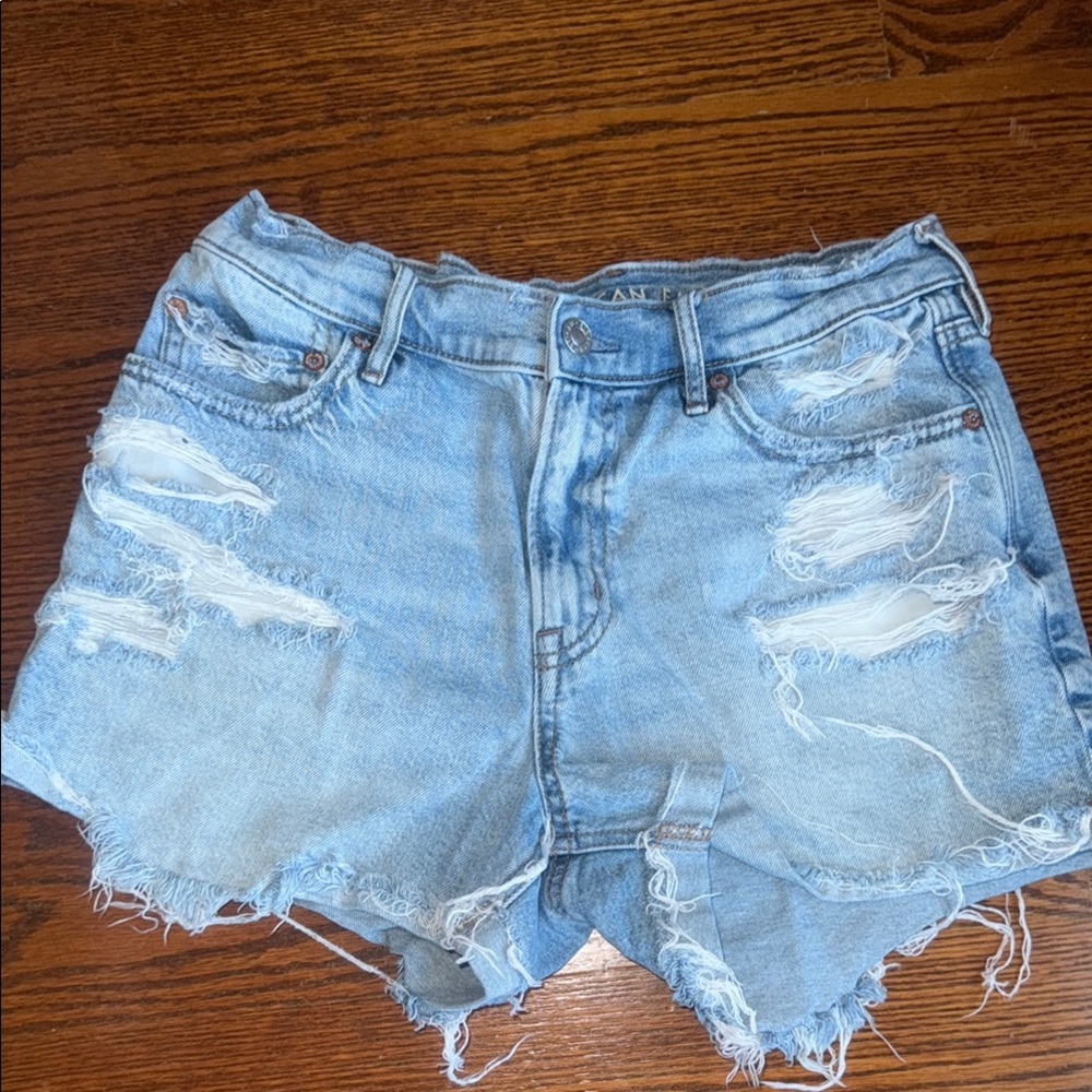 American Eagle Outfitters Ripped Light Blue Jean Shorts